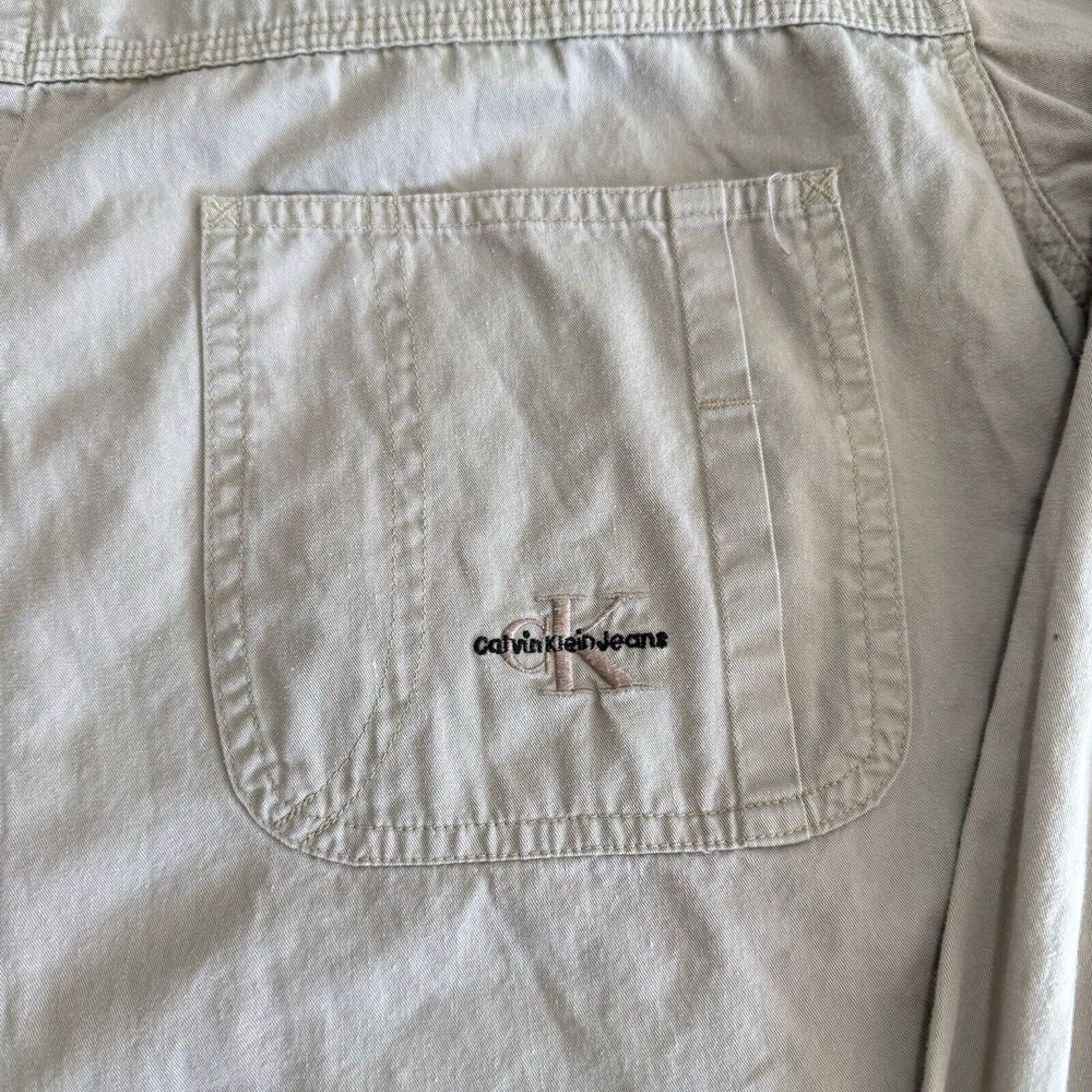 Calvin Klein Jeans Button Up Shirt Long Sleeve Beige - Picture 3 of 11